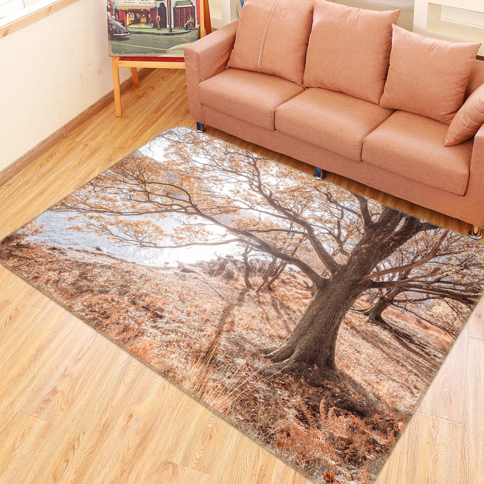 3D River Leaf Tree 157 Assaf Frank Rug Non Slip Rug Mat