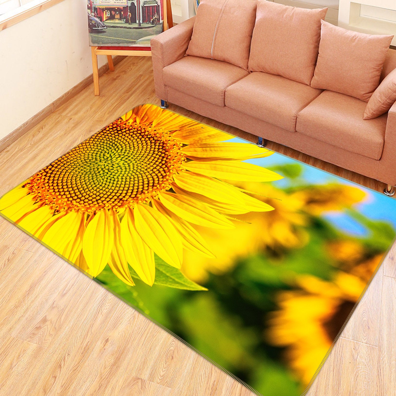 3D Sunflower Not 29157 Non Slip Rug Mat