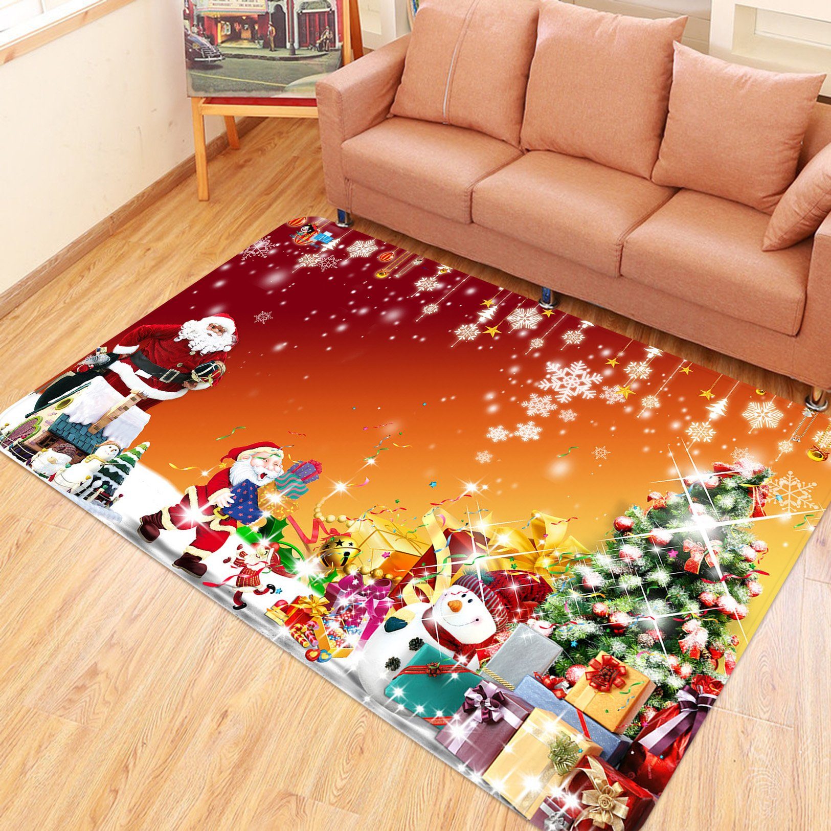 3D Snowflake Shiny Gift Box 014 Non Slip Rug Mat Mat AJ Creativity Home 