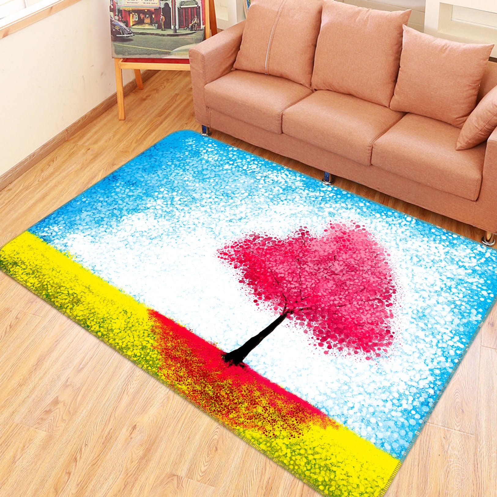 3D Red Tree 30148 Non Slip Rug Mat