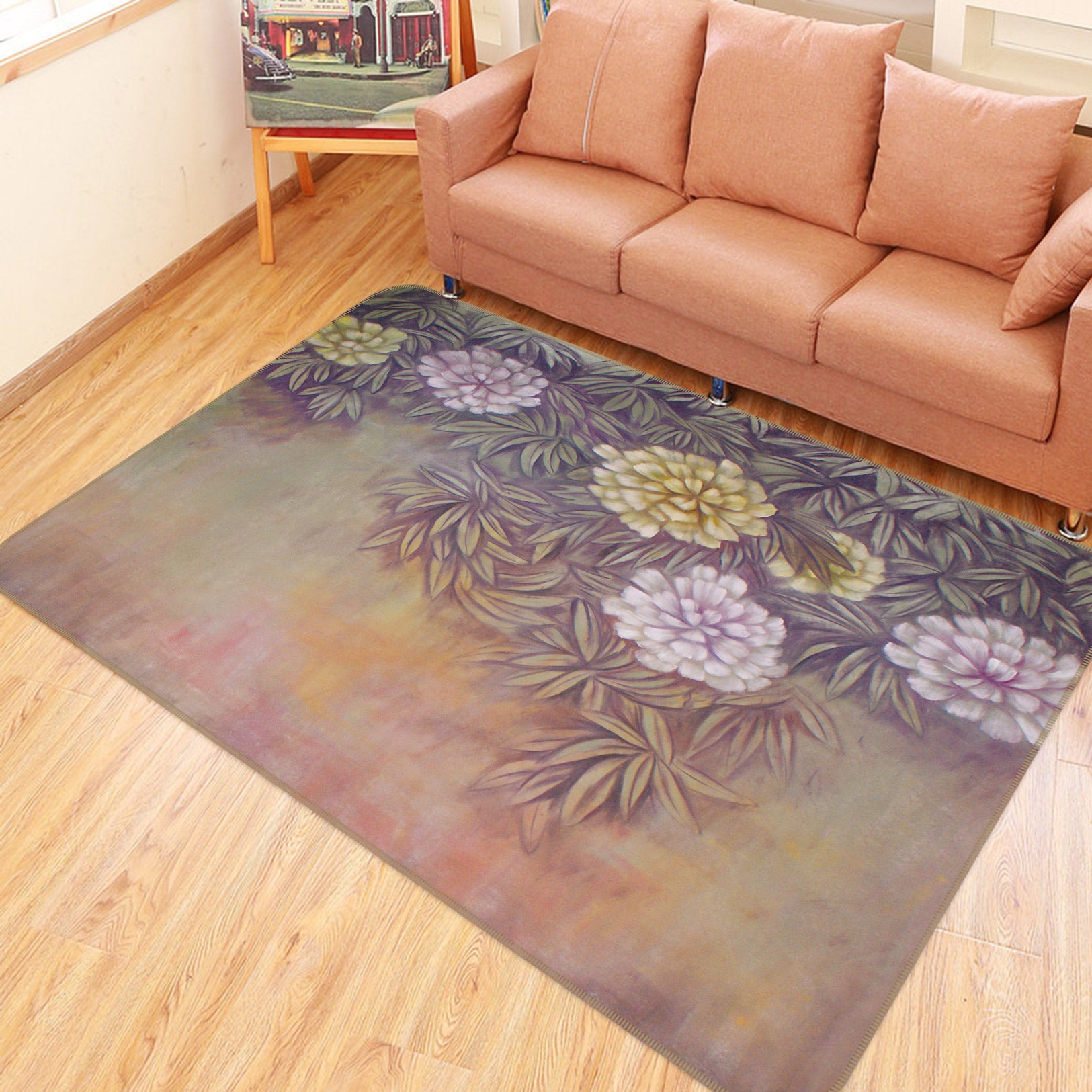 3D Flowers 75215 Non Slip Rug Mat