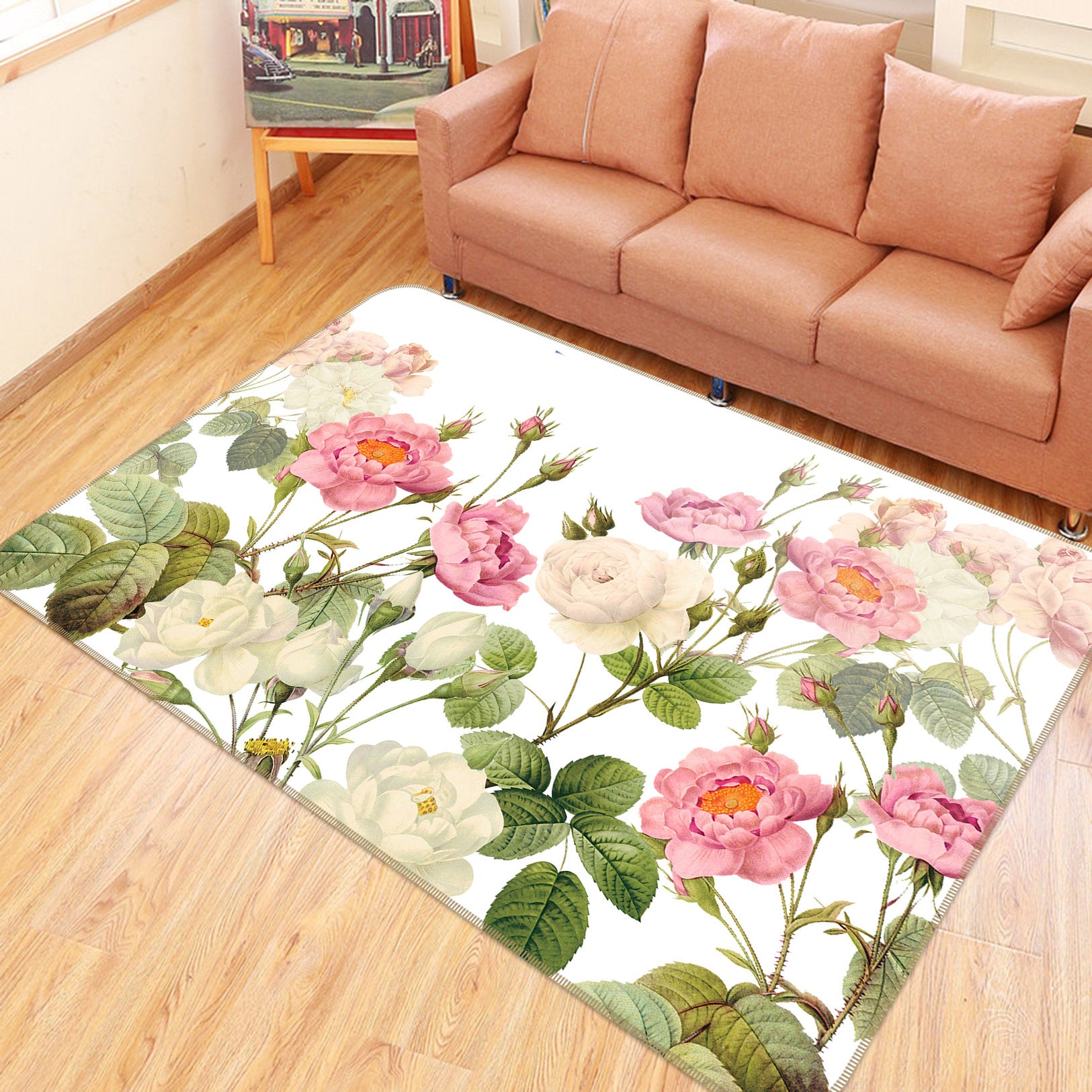 3D Red Bright Peony 073 Uta Naumann Rug Non Slip Rug Mat