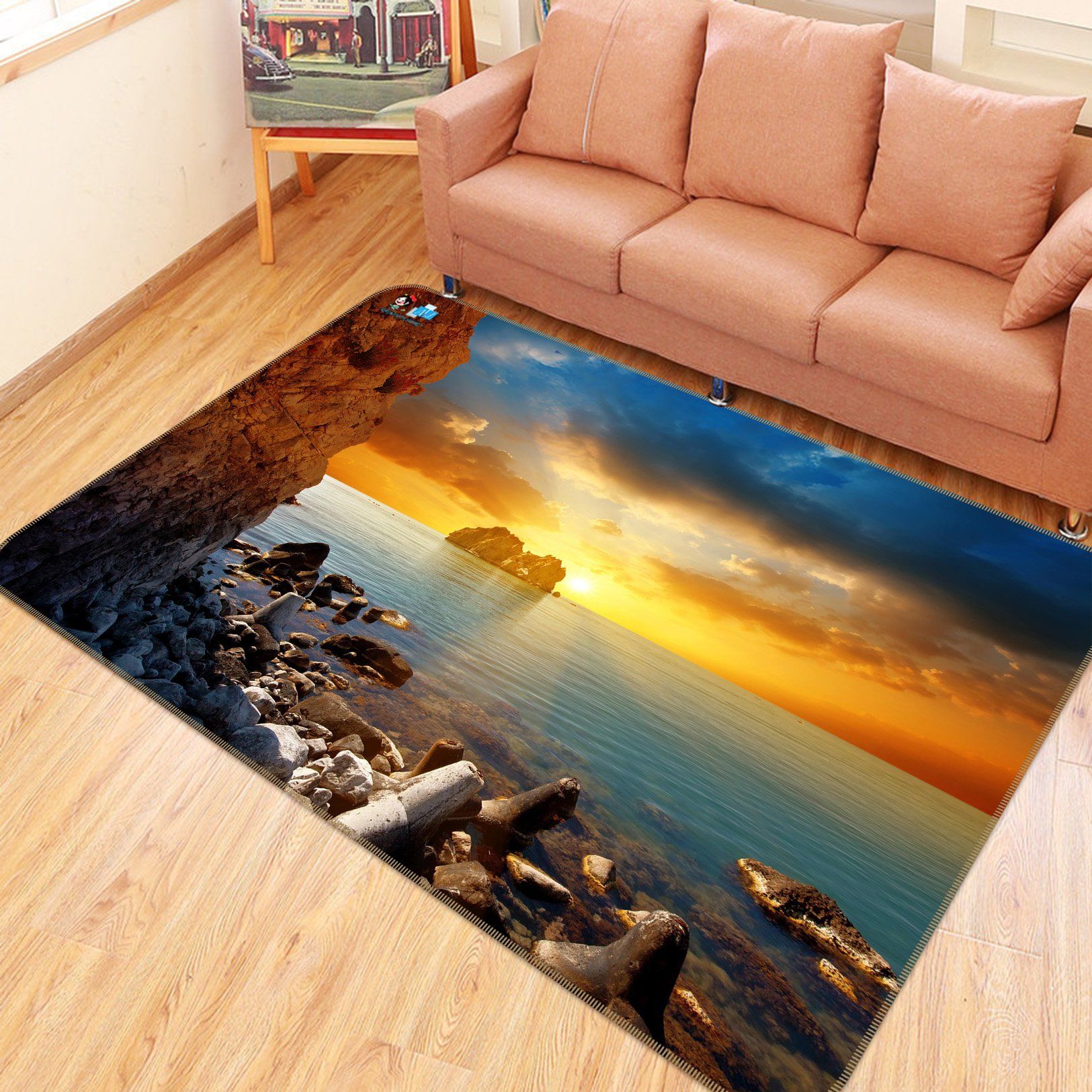 3D Sea Dusk Stone 626 Non Slip Rug Mat Mat AJ Creativity Home 