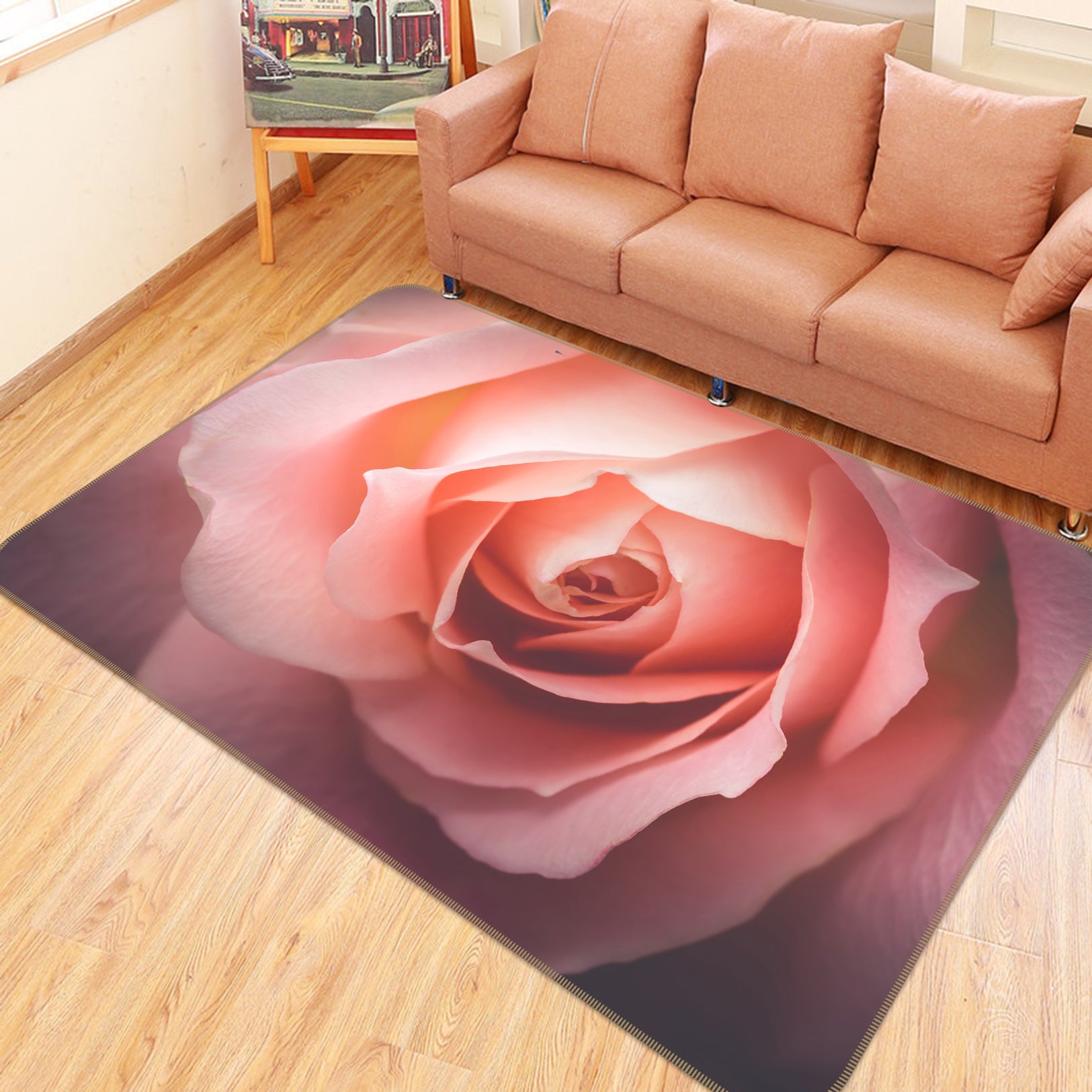 3D Pink Flower 30129 Non Slip Rug Mat