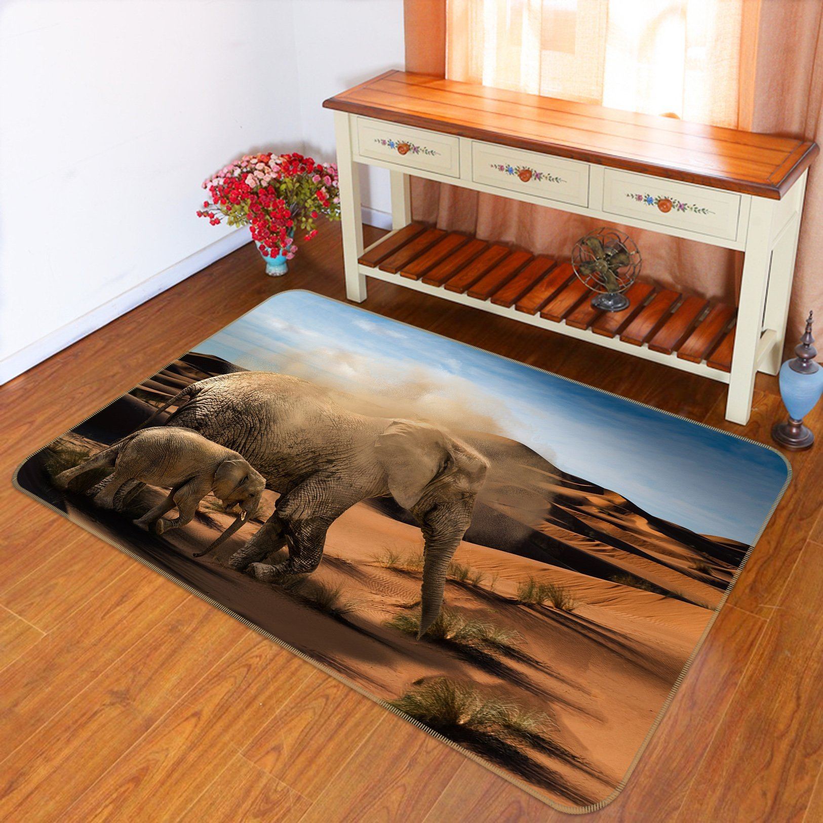 3D Desert Elephant574 Animal Non Slip Rug Mat Mat AJ Creativity Home 