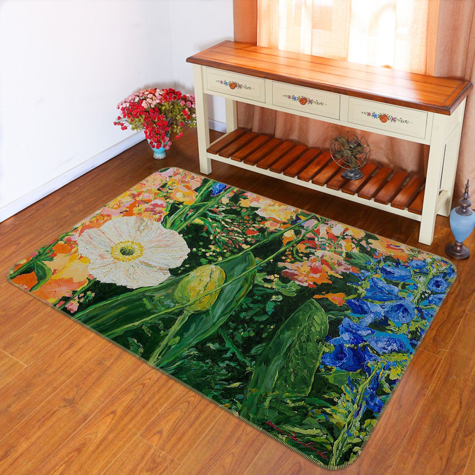 3D Colored Flowers 1033 Allan P. Friedlander Rug Non Slip Rug Mat Mat AJ Creativity Home 