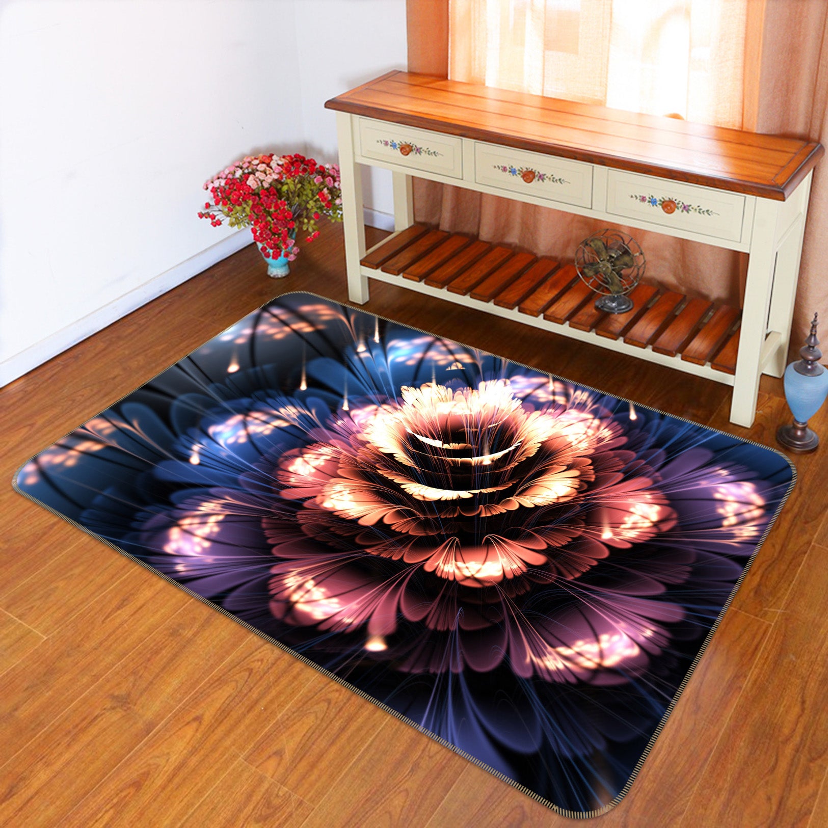 3D Flowers 65092 Non Slip Rug Mat