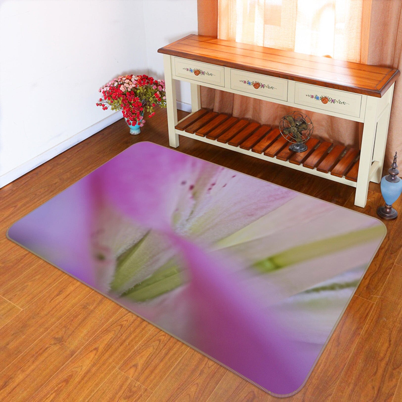 3D Purple Flowers 1106 Kathy Barefield Rug Non Slip Rug Mat Mat AJ Creativity Home 