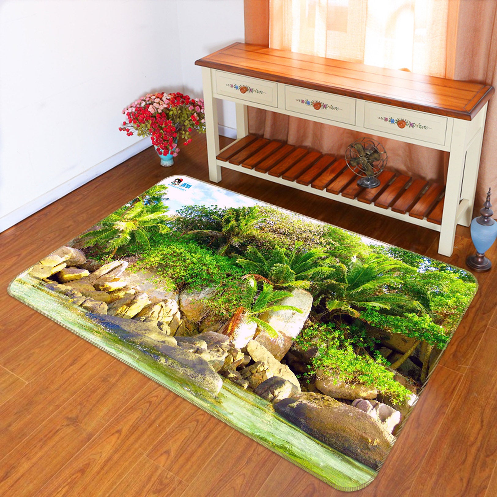 3D Stone Grass 66070 Non Slip Rug Mat