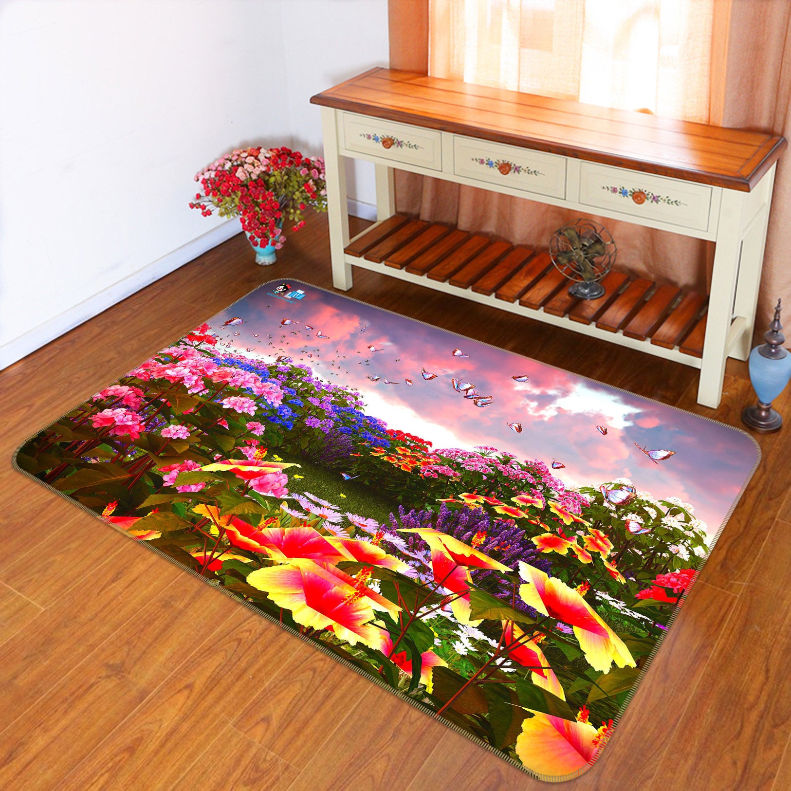 3D Flower Bush 66060 Non Slip Rug Mat