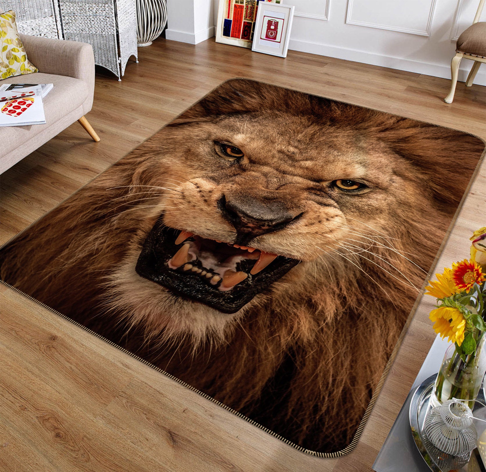 3D Fangs Lion 193 Animal Non Slip Rug Mat