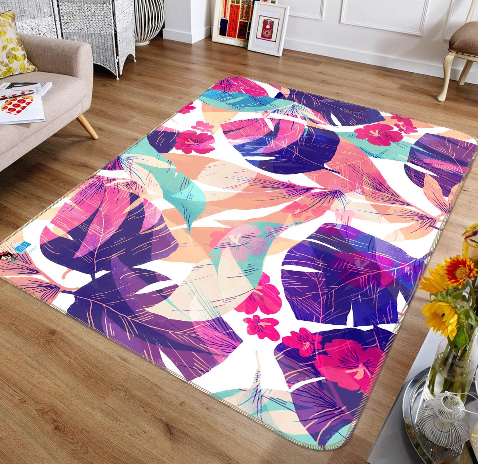 3D Colored Leaves 016 Non Slip Rug Mat Mat AJ Creativity Home 