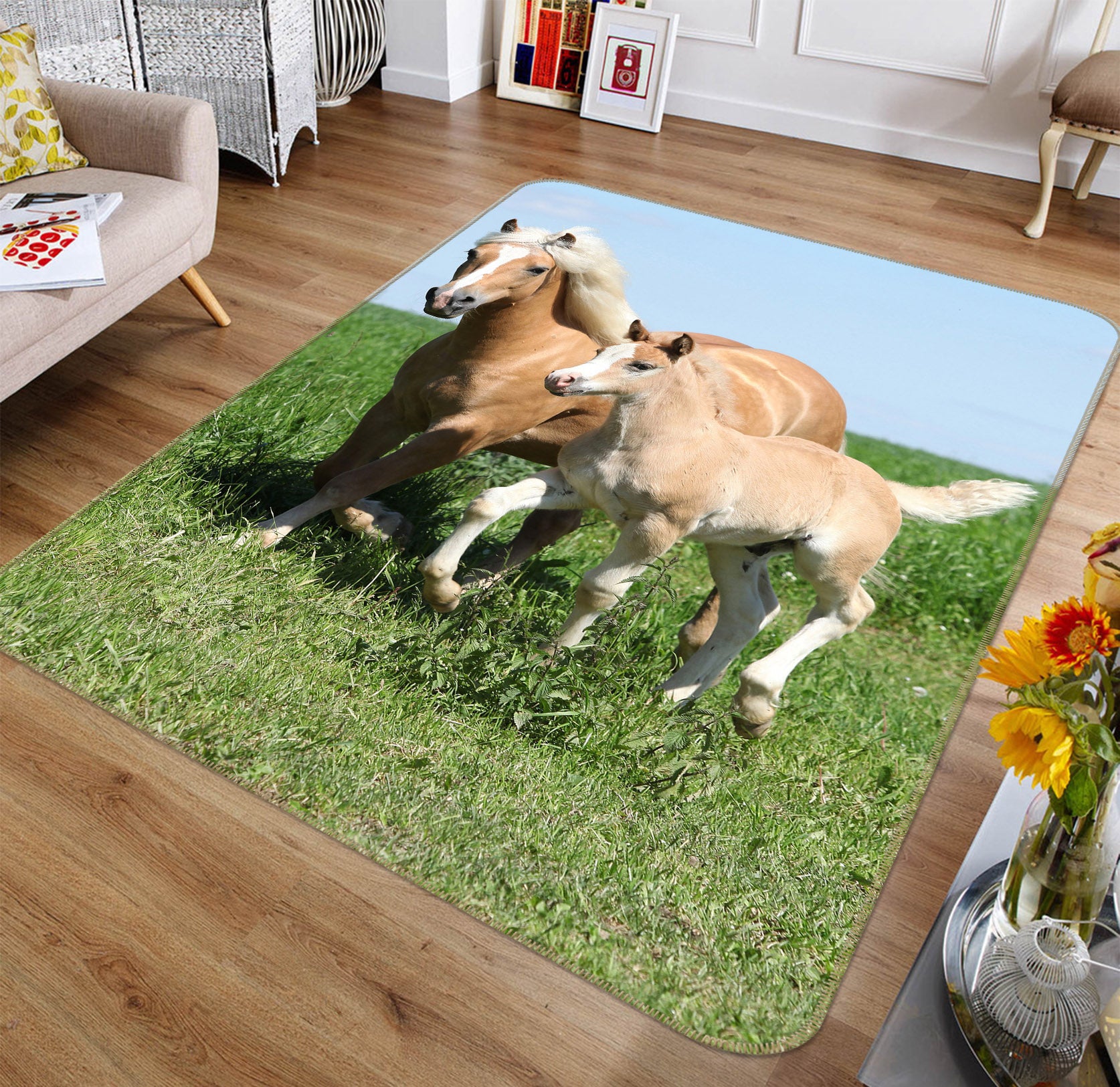 3D Lawn Horse 167 Animal Non Slip Rug Mat