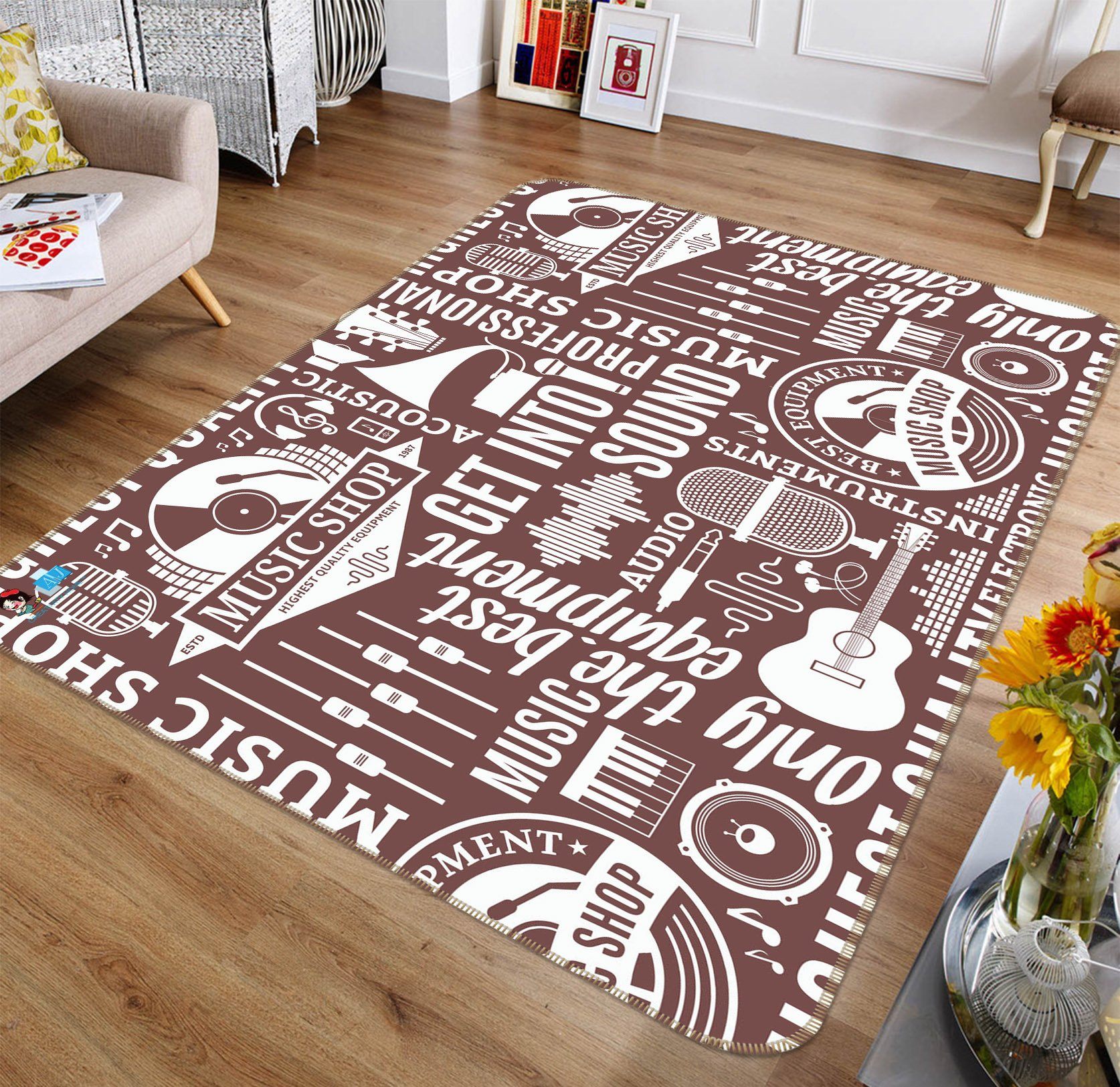 3D Musical Pattern 094 Non Slip Rug Mat Mat AJ Creativity Home 