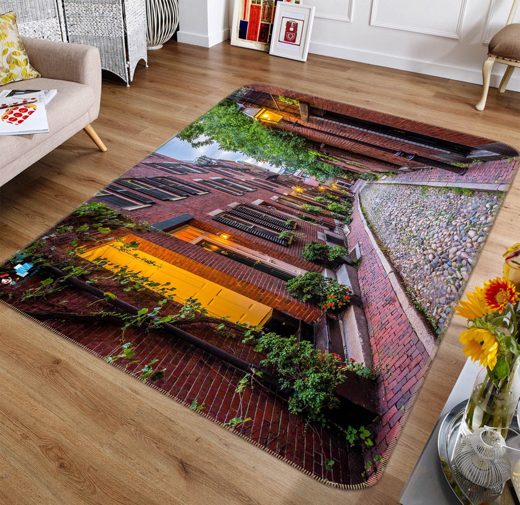 3D Red Brick Street 66055 Non Slip Rug Mat