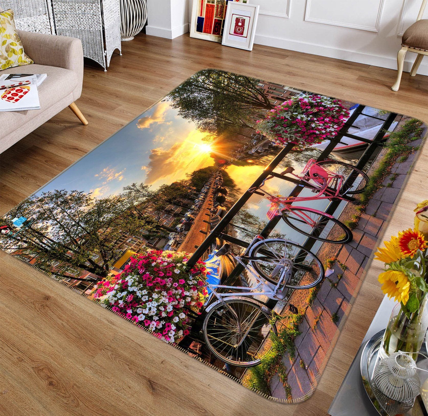 3D Sunset Bike 519 Non Slip Rug Mat Mat AJ Creativity Home 