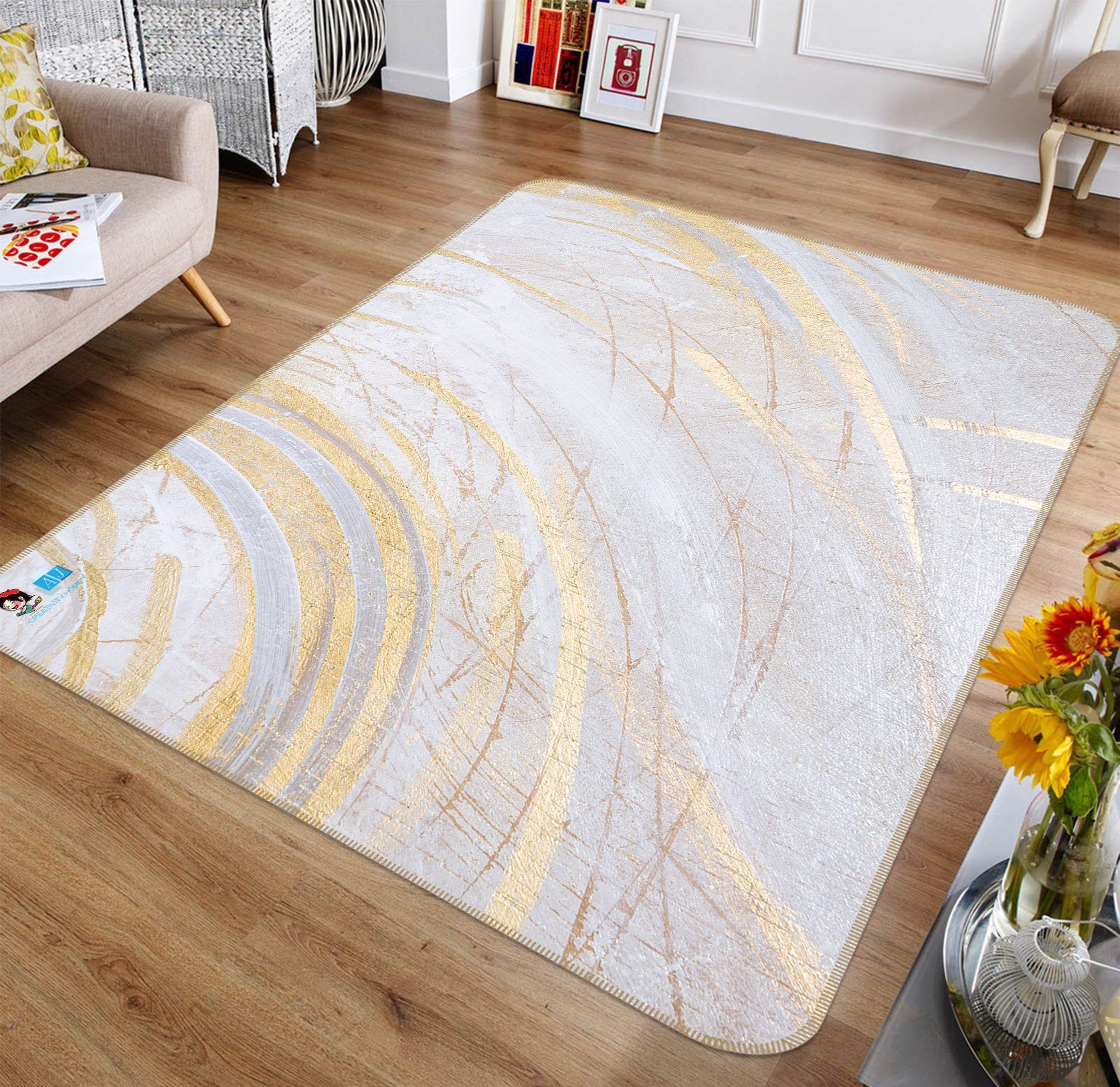 3D Shallow Semicircle 42 Non Slip Rug Mat Mat AJ Creativity Home 