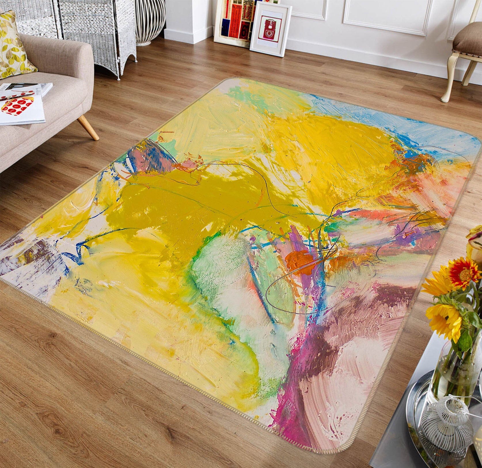 3D Yellow Graffiti 1049 Allan P. Friedlander Rug Non Slip Rug Mat Mat AJ Creativity Home 