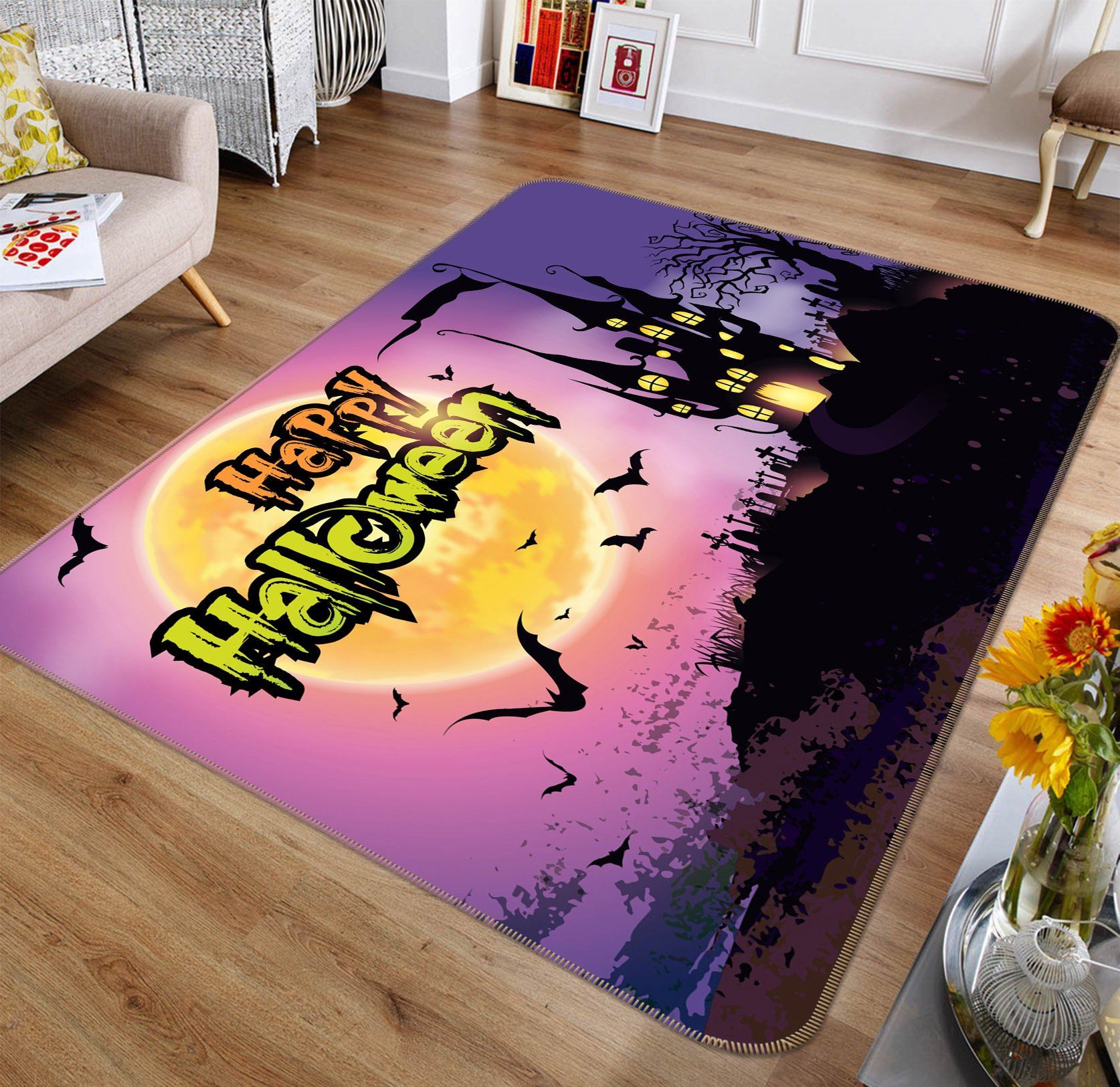 3D Bat Castle 203 Halloween Non Slip Rug Mat Mat AJ Creativity Home 