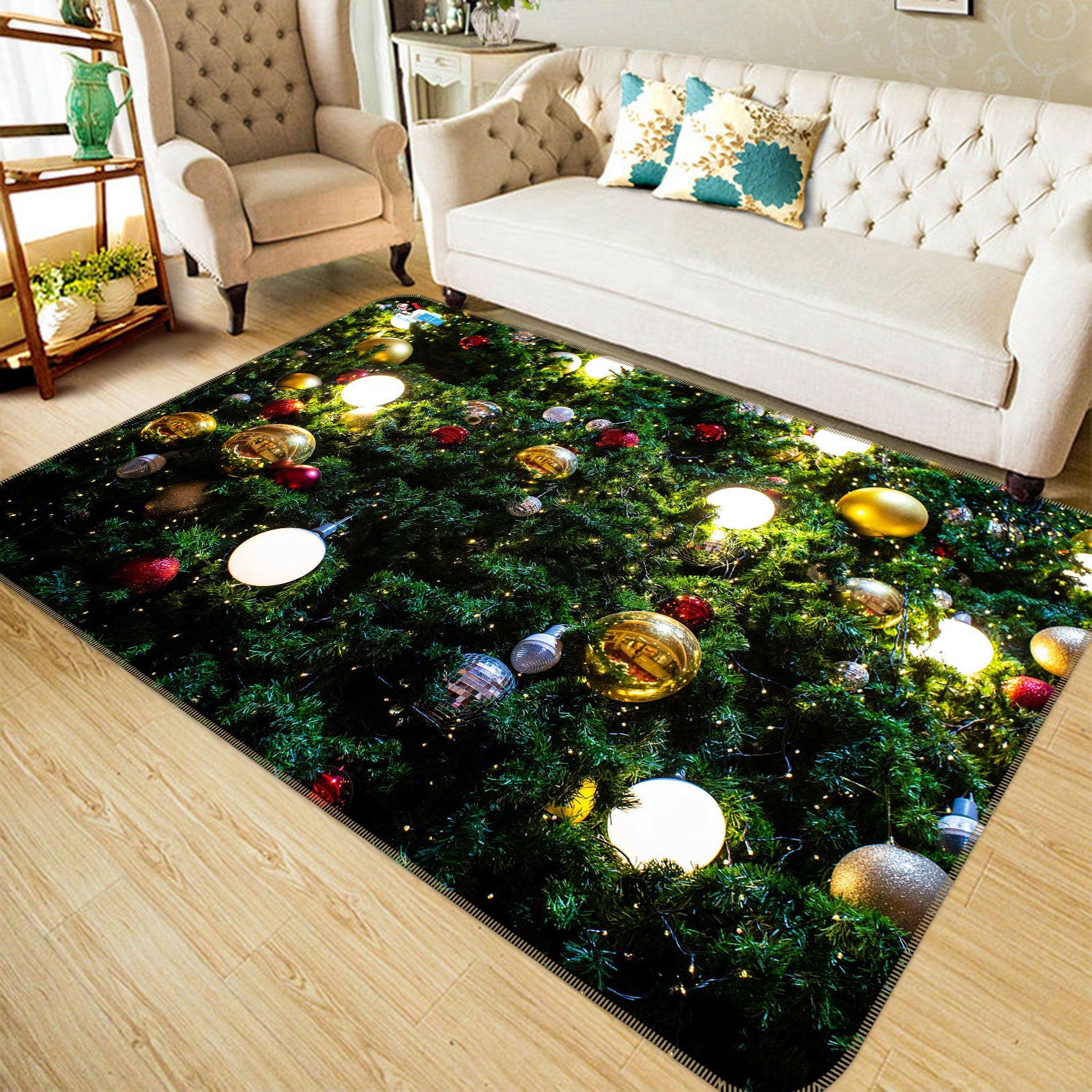 3D Ball Pendant 55018 Christmas Non Slip Rug Mat Xmas