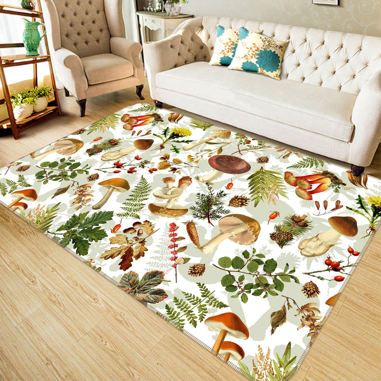 3D Mushroom Leaves 115 Uta Naumann Rug Non Slip Rug Mat