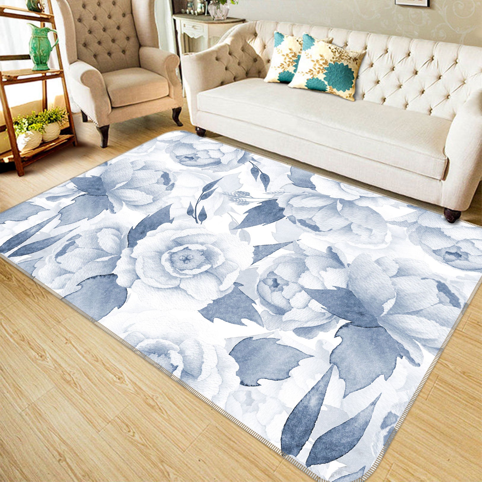 3D Blue Peony 106 Uta Naumann Rug Non Slip Rug Mat