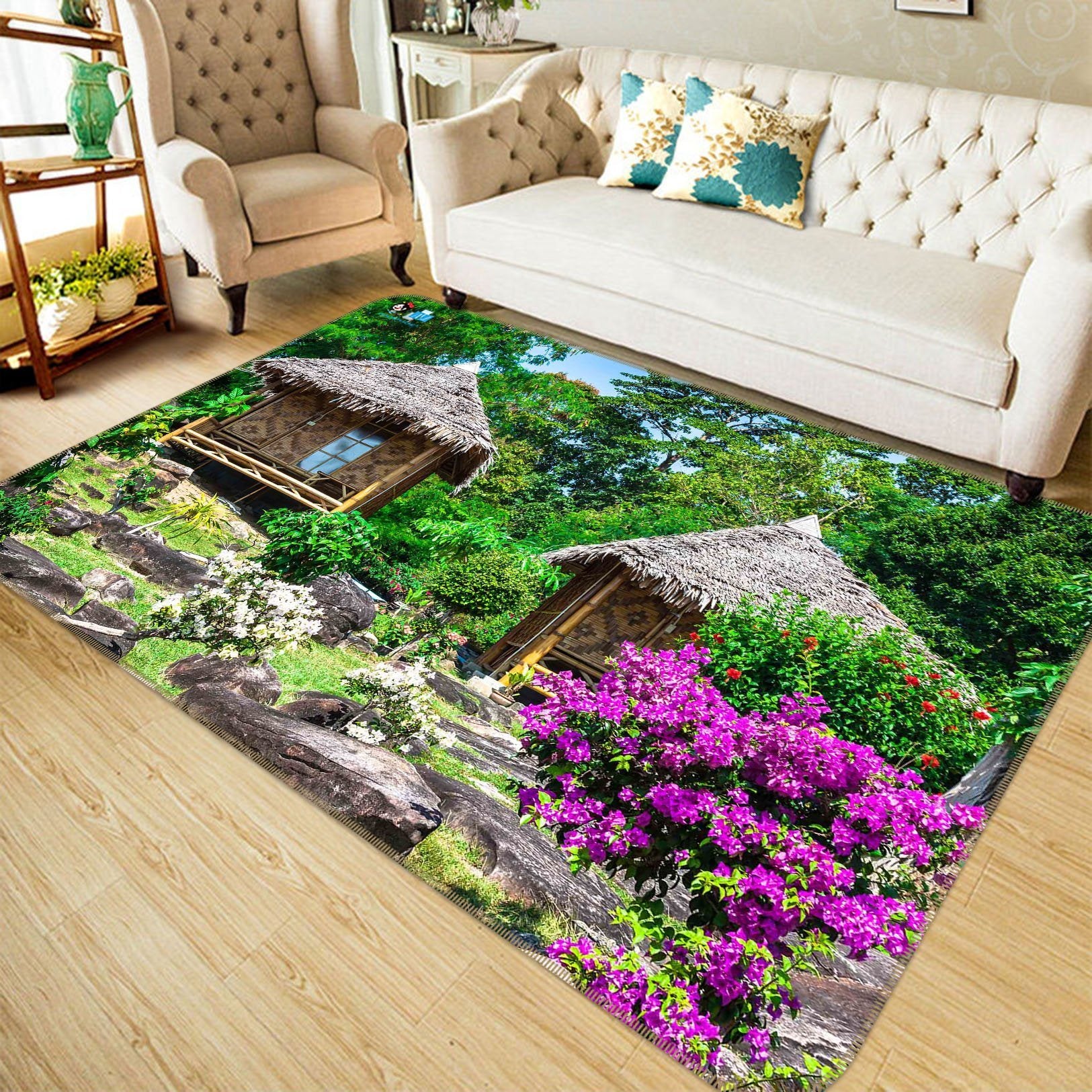 3D Grass House Flower 754 Non Slip Rug Mat Mat AJ Creativity Home 