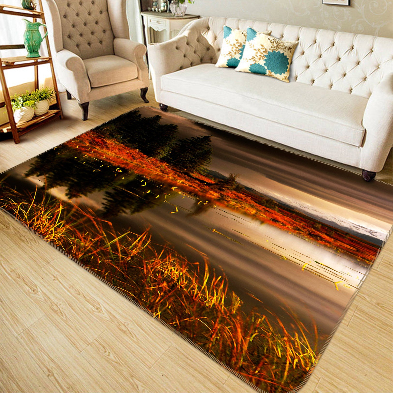 3D Grass Lake Water 75146 Non Slip Rug Mat