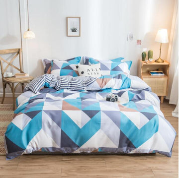 3D Gray-Green Triangle Stitching 4070 Bed Pillowcases Quilt