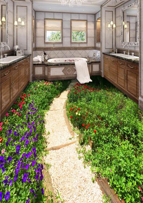 3D Cobblestone Road Floor Mural Wallpaper AJ Wallpaper 2 
