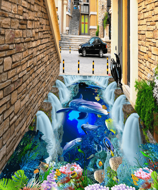 3D Waterfall 331 Floor Mural Wallpaper AJ Wallpaper 2 