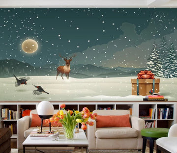 3D Moon Elegant Deer 080 Wallpaper AJ Wallpaper 