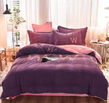 3D Purple 20061 Bed Pillowcases Quilt