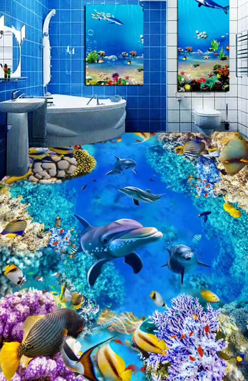 3D Bright Colorful Seabed Floor Mural Wallpaper AJ Wallpaper 2 