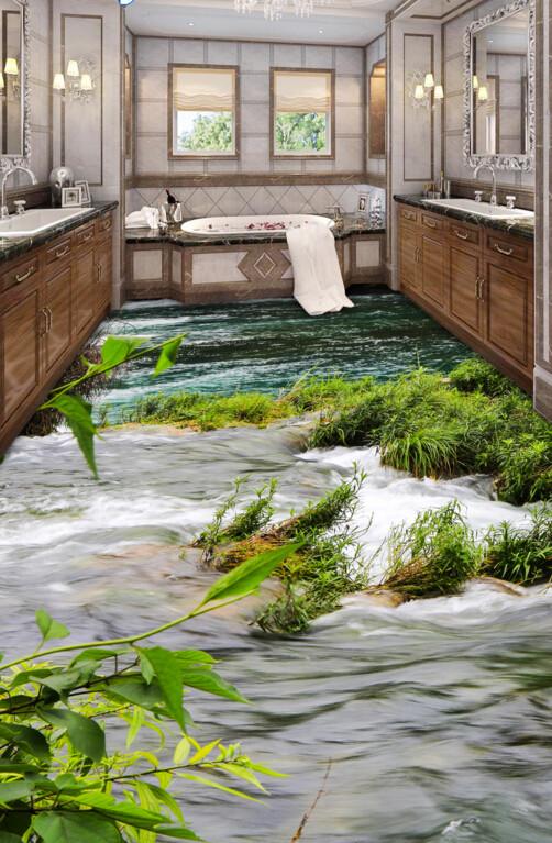3D Broad River Floor Mural Wallpaper AJ Wallpaper 2 