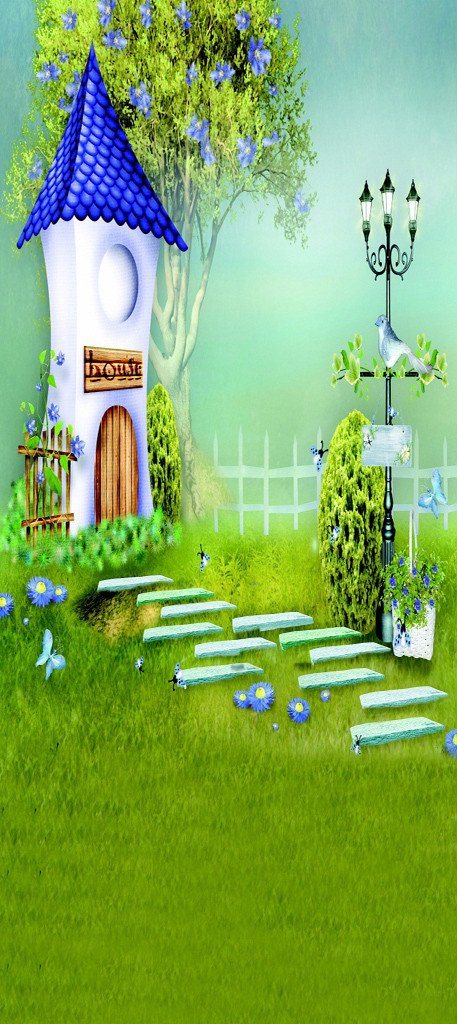 3D castle forest painting door mural Wallpaper AJ Wallpaper 
