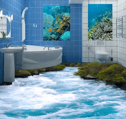 3D Waves 068 Floor Mural Wallpaper AJ Wallpaper 2 