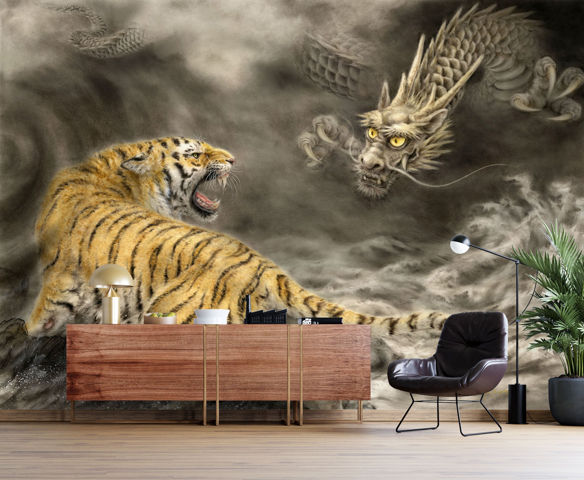 3D Dragon Tiger 5518 Kayomi Harai Wall Mural Wall Murals