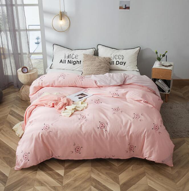 3D Pink Pig Nose 4200 Bed Pillowcases Quilt