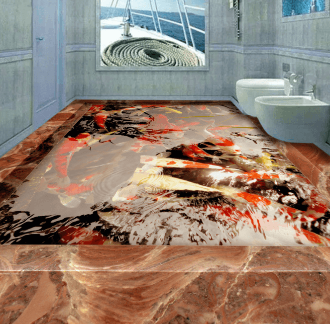 3D Goldfish Pond 171 Floor Mural Wallpaper AJ Wallpaper 2 