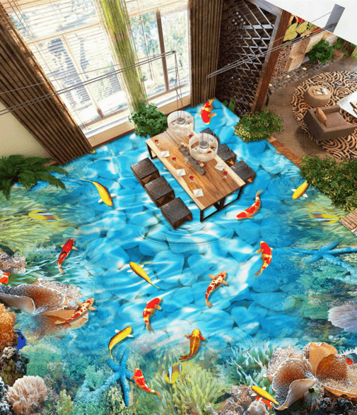 3D Fish School 039 Floor Mural Wallpaper AJ Wallpaper 2 