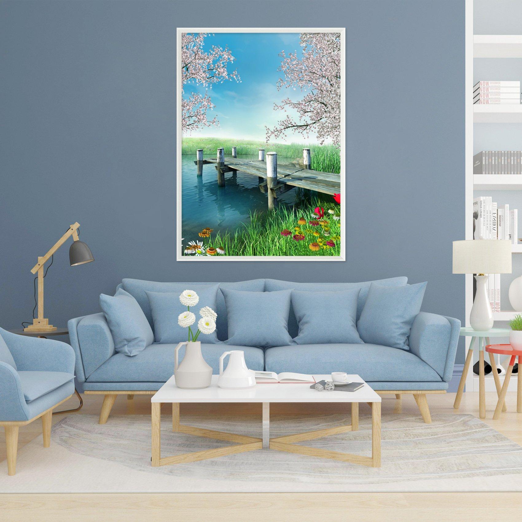 3D Riverside Flowers 149 Fake Framed Print Painting Wallpaper AJ Creativity Home 