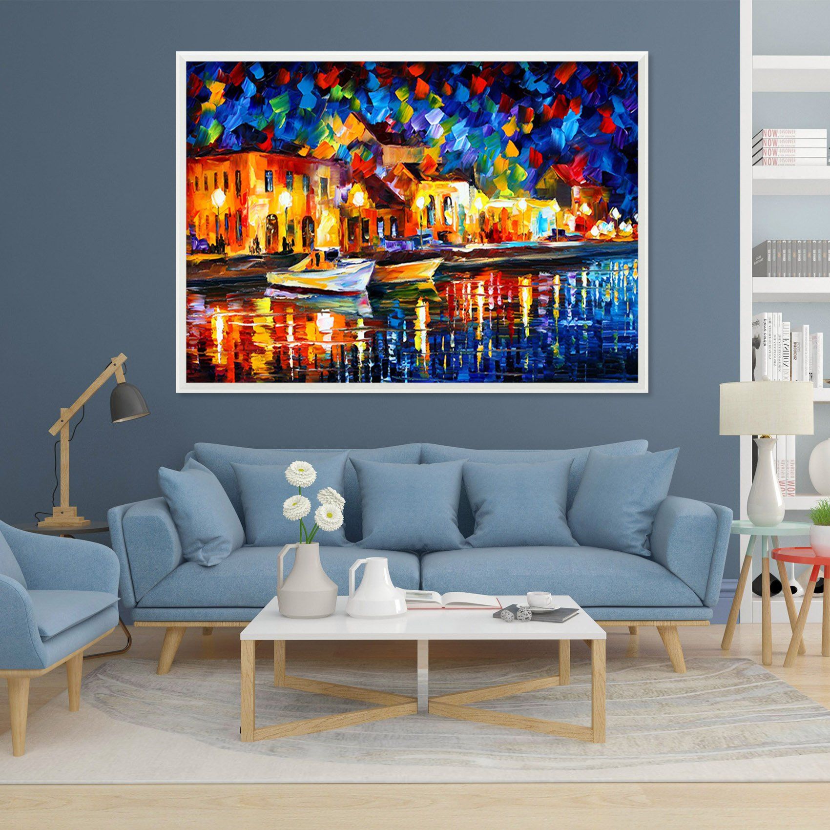 3D Boat Docked 026 Fake Framed Print Painting Wallpaper AJ Creativity Home 