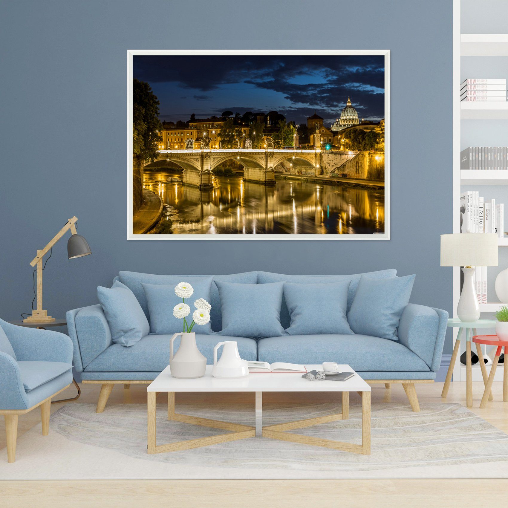3D Night Bridge 042 Fake Framed Print Painting Wallpaper AJ Creativity Home 