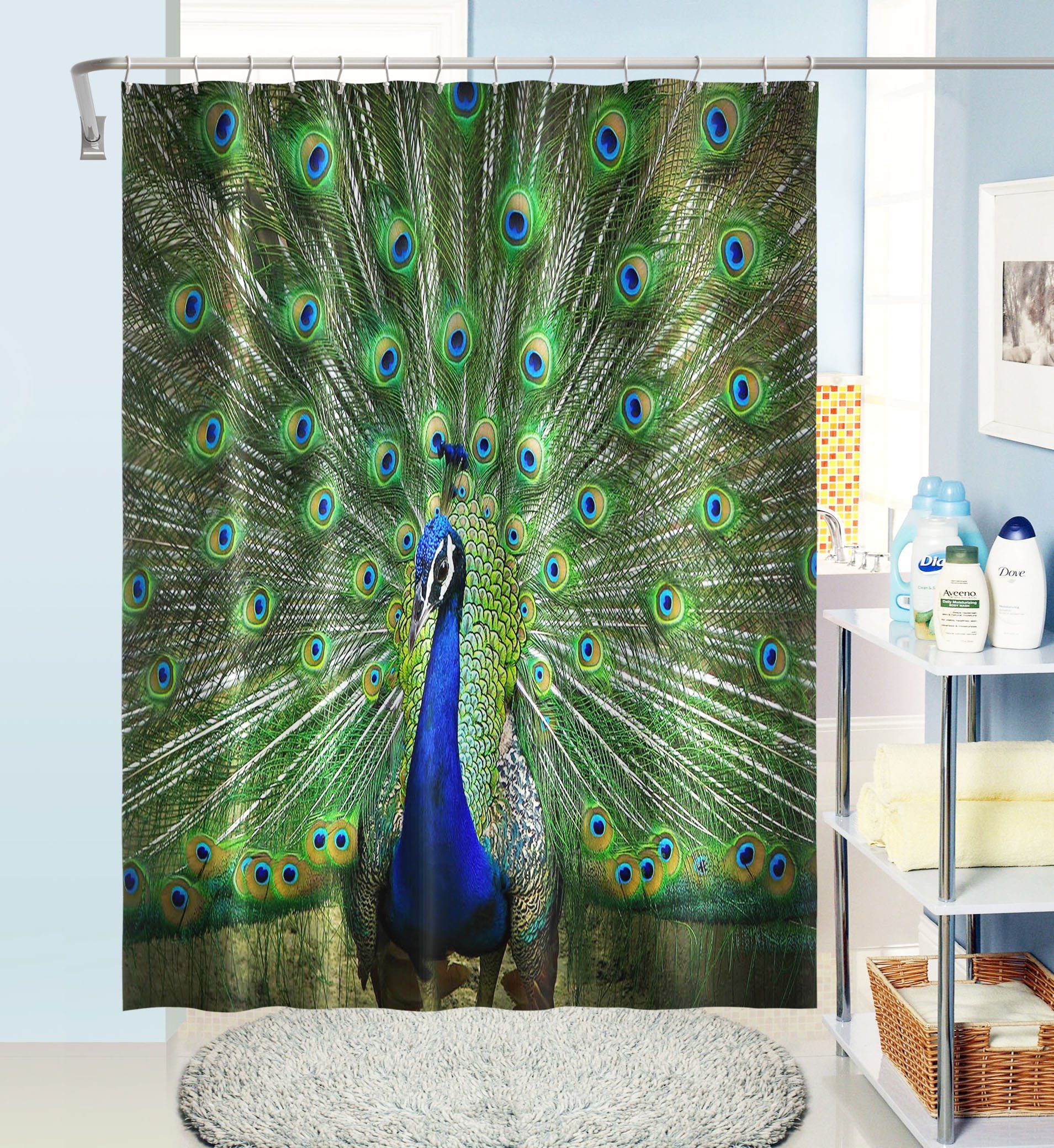 3D Peacock Opening 024 Shower Curtain 3D Shower Curtain AJ Creativity Home 