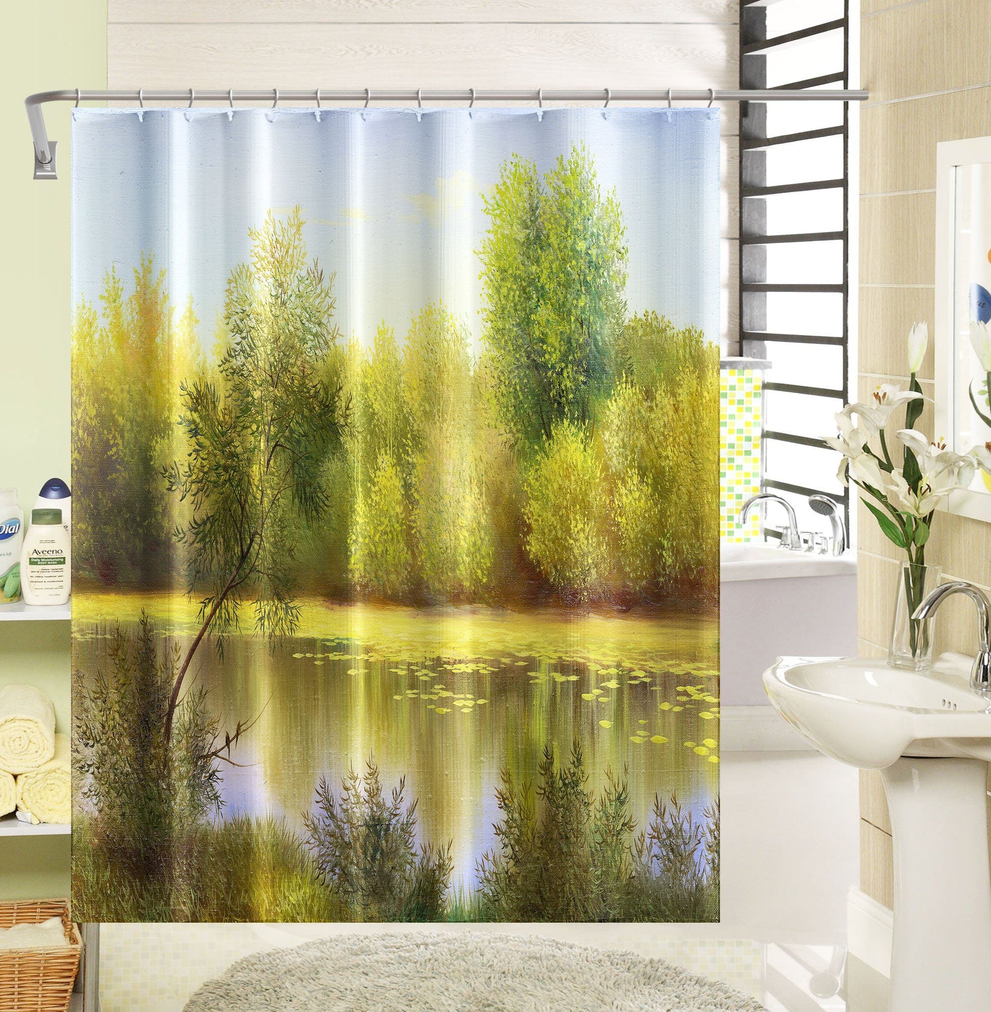 3D Graffiti Lake Water 034 Shower Curtain 3D Shower Curtain AJ Creativity Home 