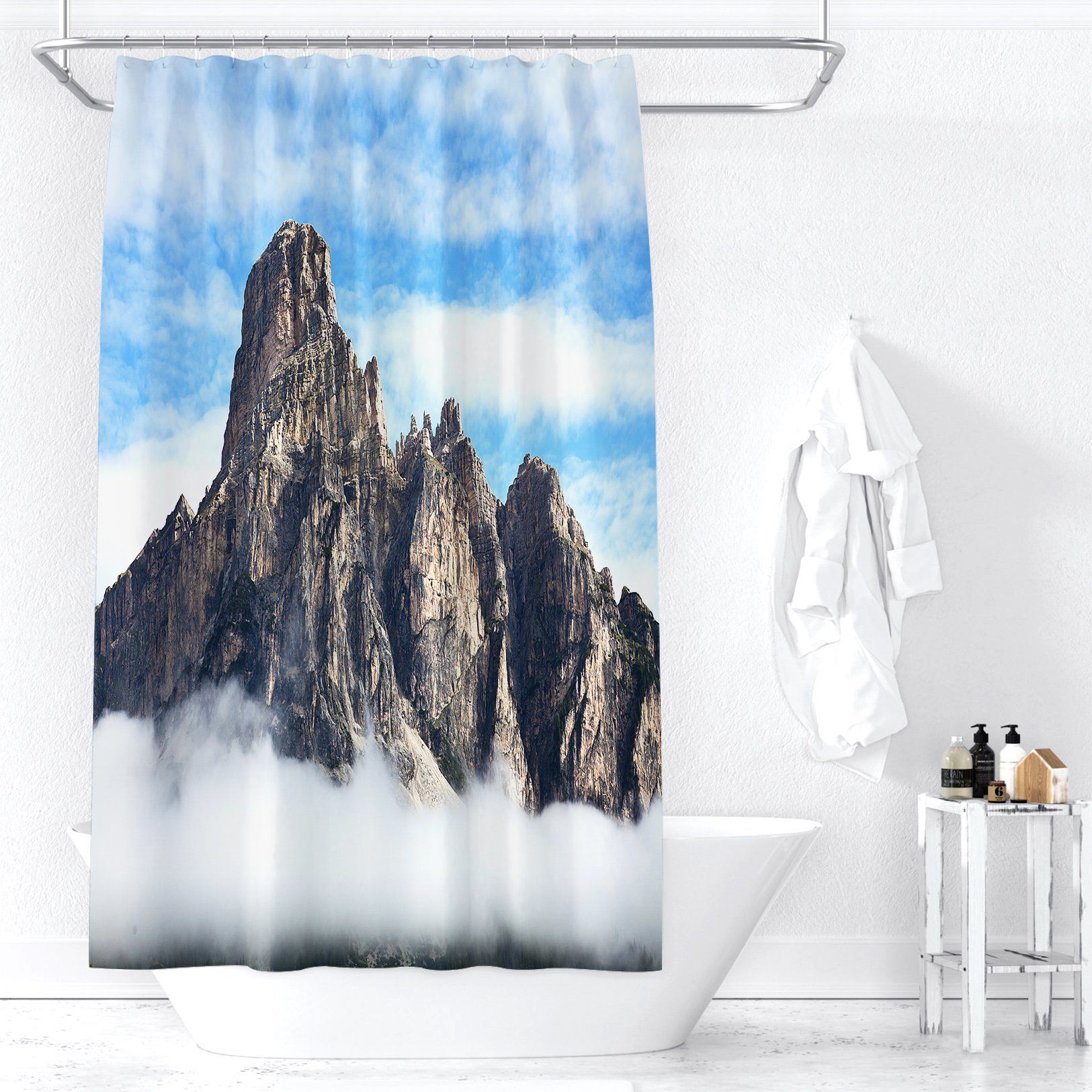 3D Dangerous Mountain 005 Shower Curtain 3D Shower Curtain AJ Creativity Home 