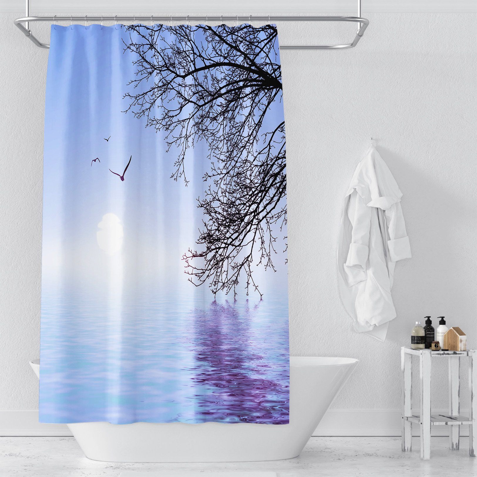 3D Moon Lake Water 049 Shower Curtain 3D Shower Curtain AJ Creativity Home 