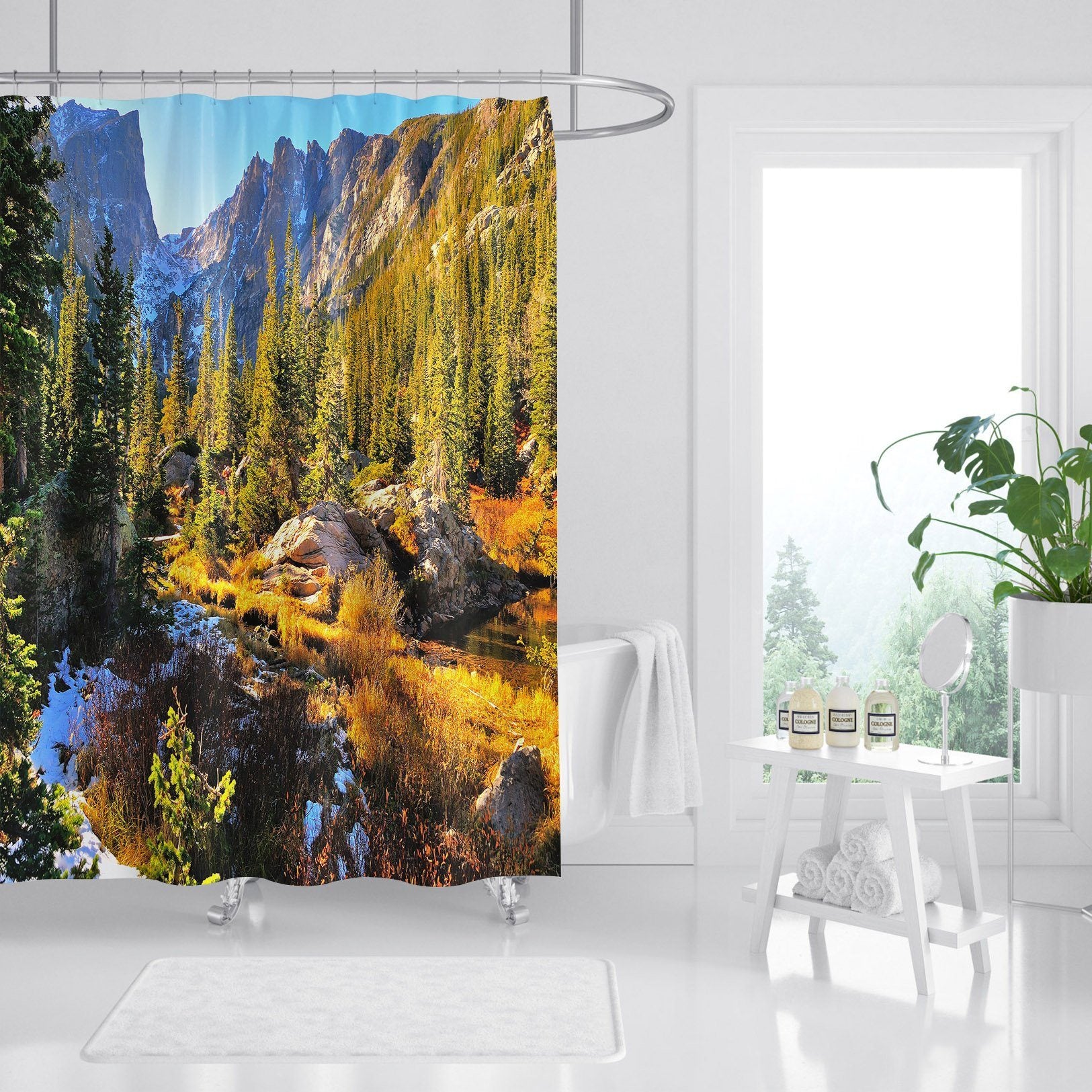 3D Forest Small River 048 Shower Curtain 3D Shower Curtain AJ Creativity Home 