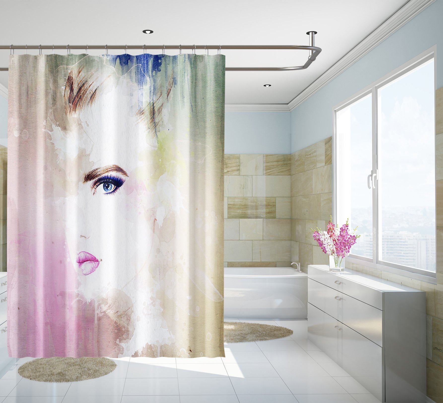 3D Graffiti Woman 083 Shower Curtain 3D Shower Curtain AJ Creativity Home 